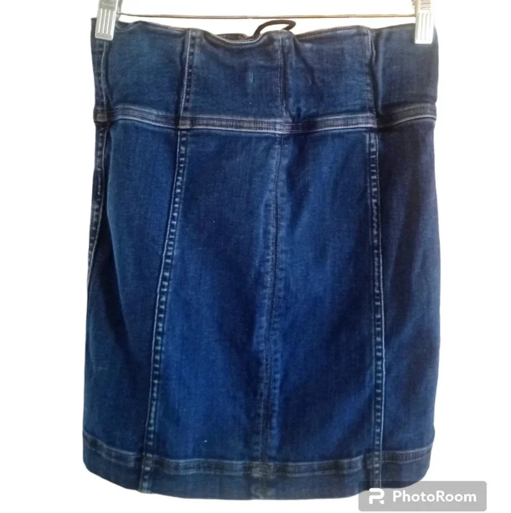 Free People Modern Femme Corset Waist Denim Skirt Dark Wash Size 2
